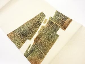 縮緬地抽象模様開き名古屋帯（額縁仕立て）